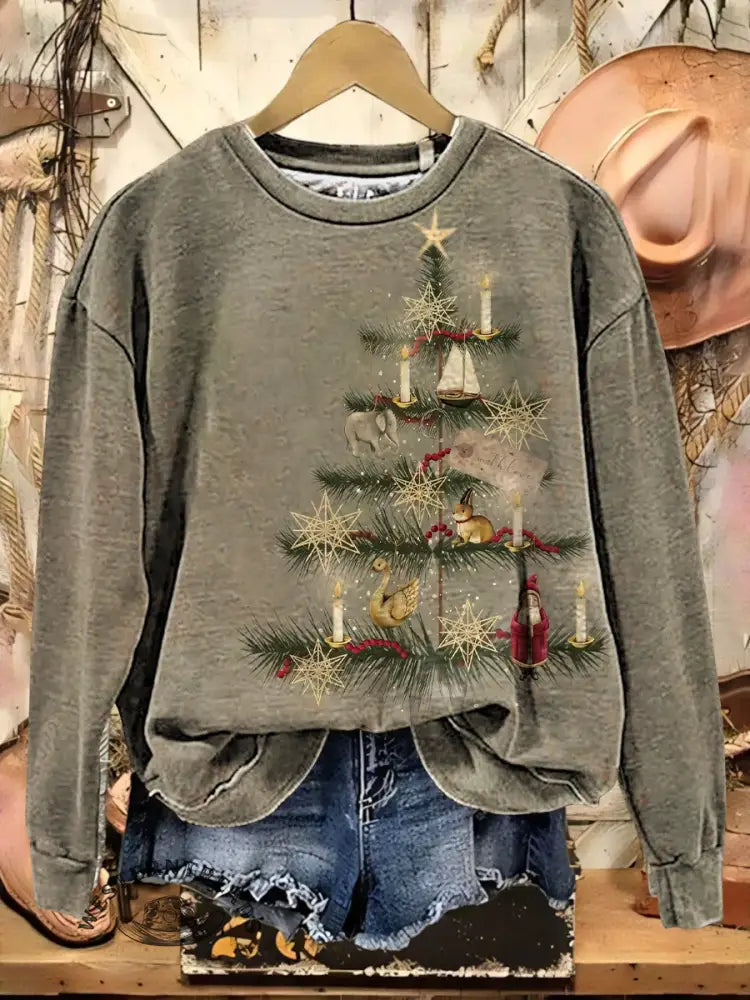 Christmas Tree Art Casual Cotton Sweatshirt
