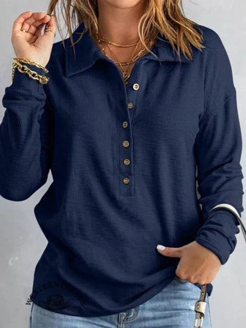 Women's Retro Collar Button Casual Shirt