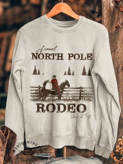 Western Christmas Art Print Casual Cotton Sweatshirt