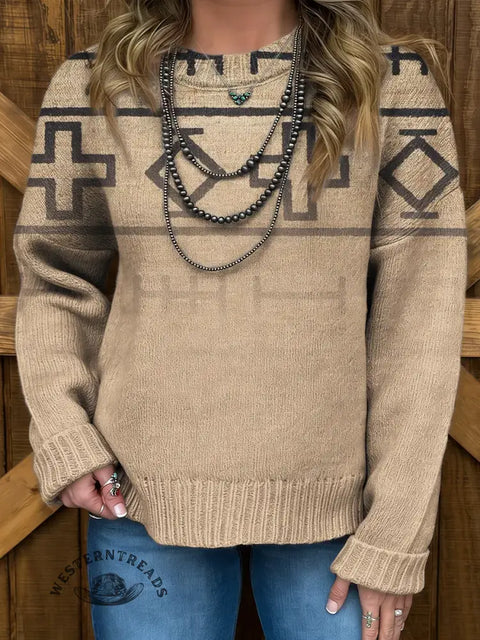 Women's Aztec Art Print Casual Sweater
