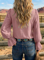 Women's Retro Western Art Ruffle Sleeve Casual Shirt