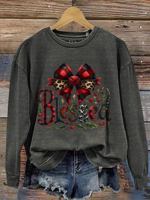 Retro Christmas Casual Cotton Sweatshirt