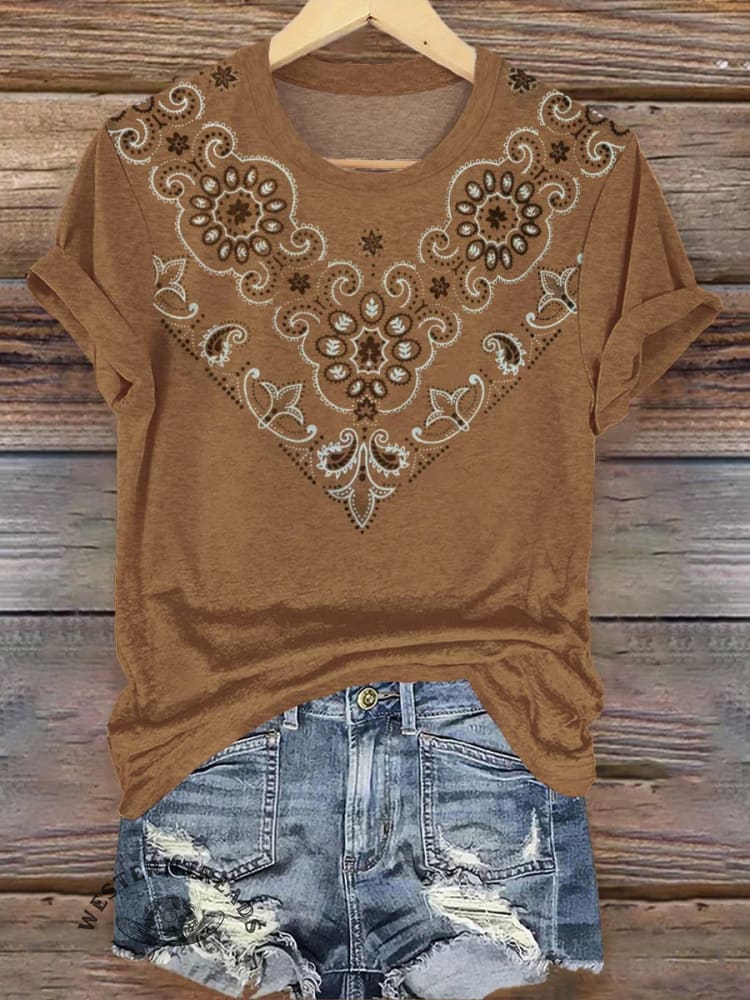 Vintage Print Casual T-shirt