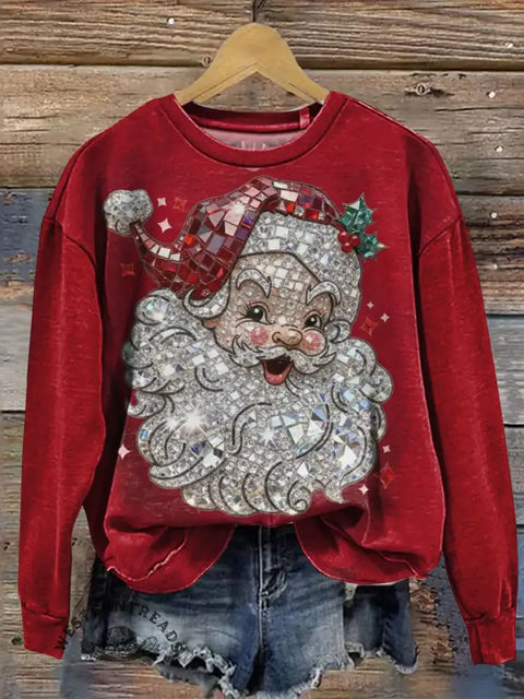 Christmas Santa Art Print Casual Sweatshirt