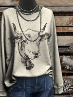 Vintage Western Sheep Art Print Casual Cotton Sweatshirt