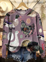 Vintage Animal Art Print Casual Sweatshirt