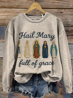 Vintage Art Print Casual Sweatshirt