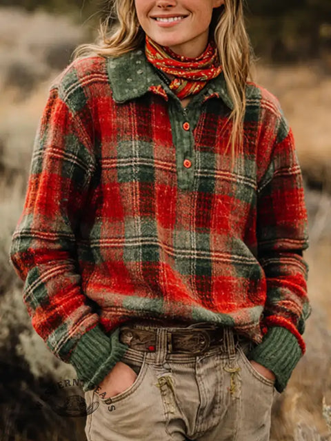 Women's Christmas Art Print Casual Sweater