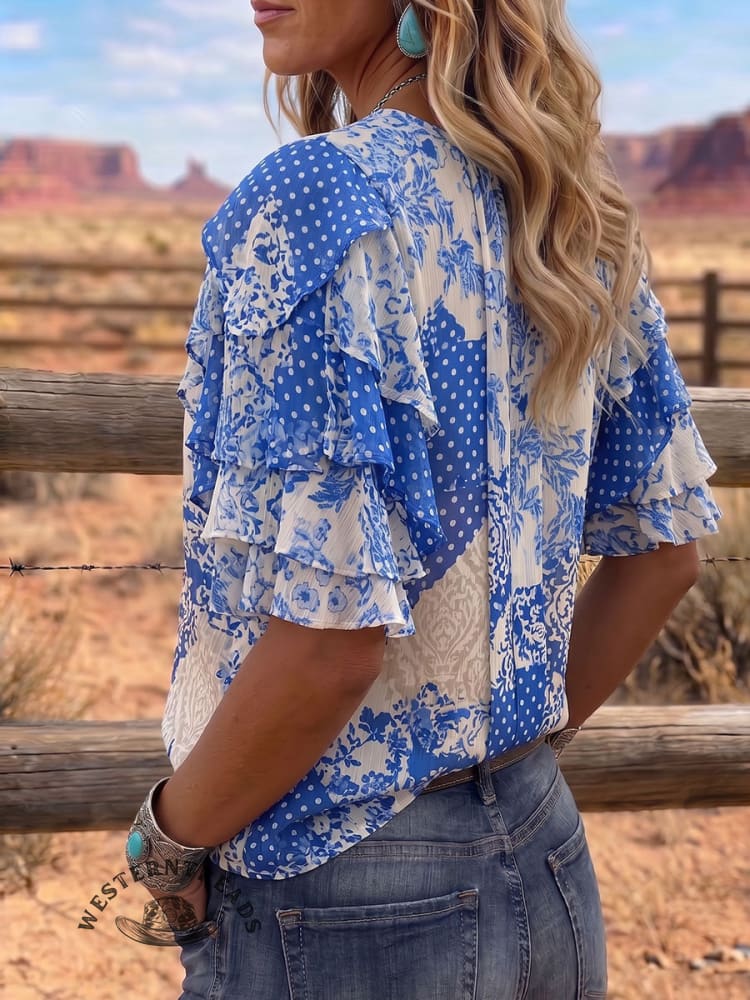 Vintage Art Print Summer Fabrics Casual Shirt