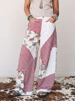 Vintage Art Western Patchwork Denim Jeans Pants