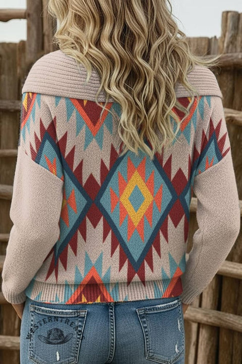 Women's Aztec Print Casual Sweater