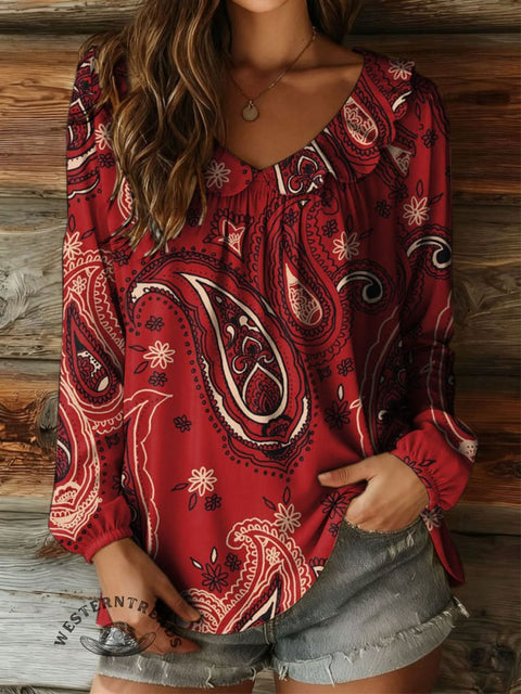 Women's Paisley Print Casual Top