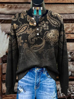 Women's Paisley Art Print Casual Sweater