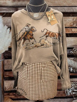 Vintage Art Print Casual Sweatshirt