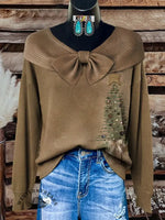 Vintage Christmas Print Buttoned Cardigan Sweater