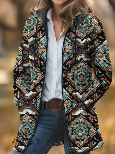 Retro Ethnic Unisex Plush Thick Long-Sleeved Cardigan Coat