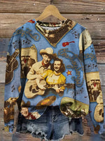 Vintage Western Art Print Casual Sweatshirt