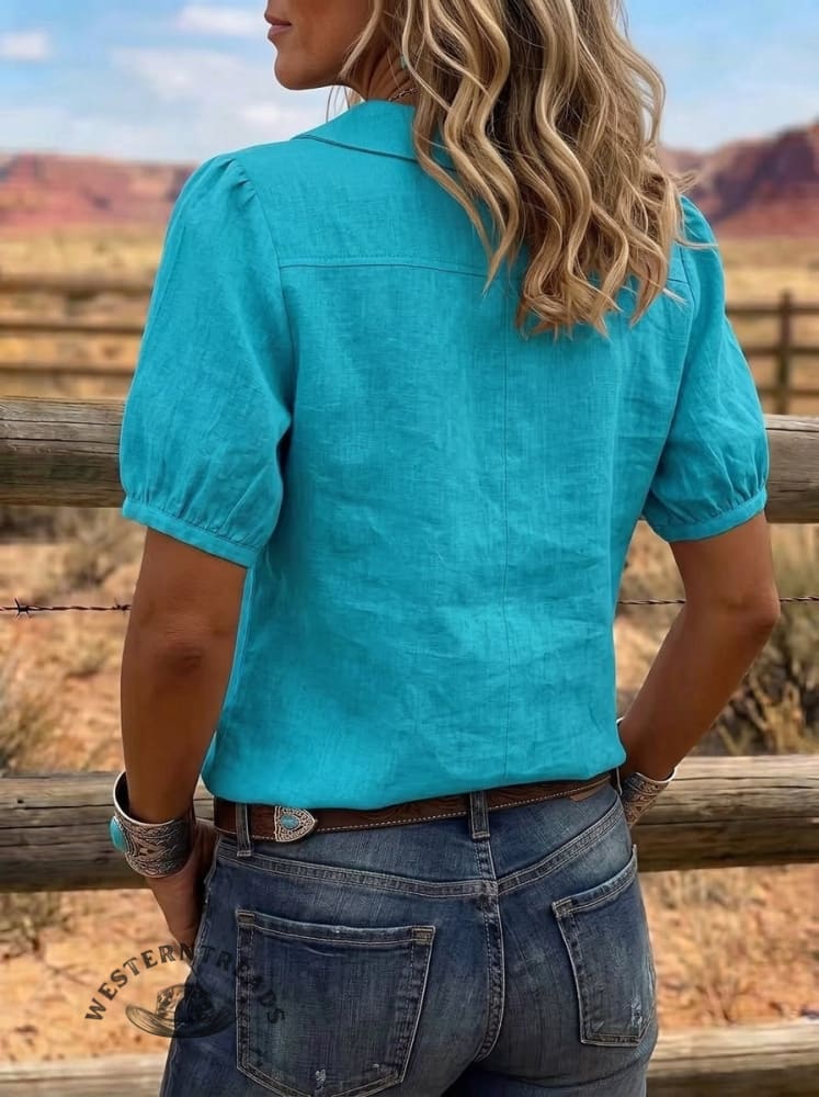 Women's V Neck Short Sleeve Boho Summer Tops