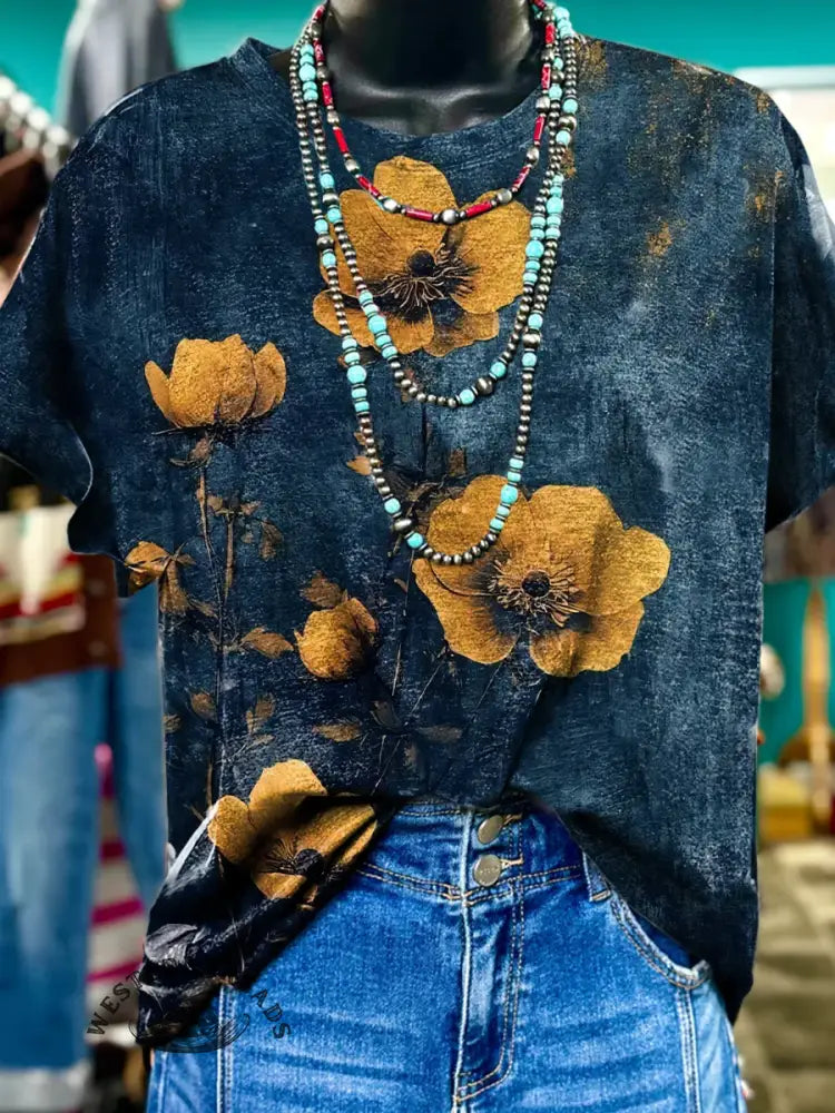 Vintage Floral Print T-shirt