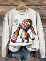 Funny Donkey Art Print Casual Cotton Sweatshirt