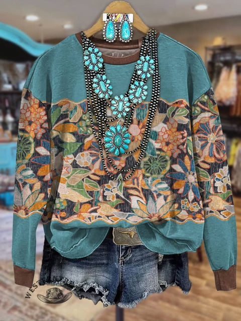 Floral Print Casual Cotton Sweatshirt