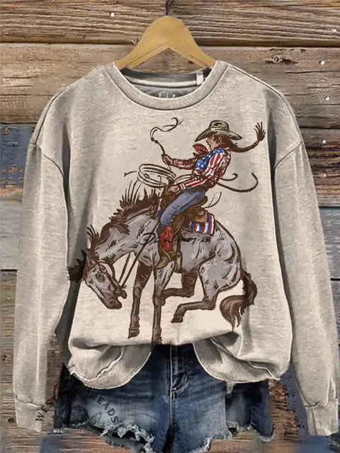 Western Art Print Casual Sweatshirt