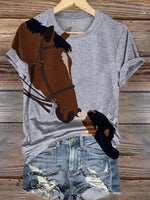 Funny Horse Dog Print T-shirt