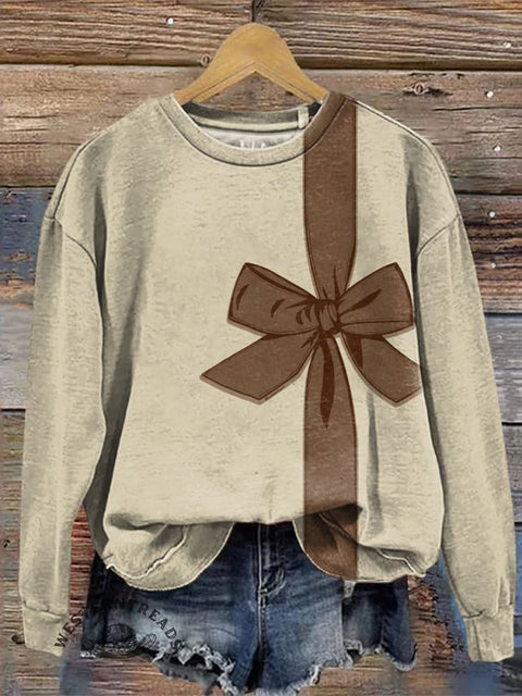 Christmas Art Print Casual Cotton Sweatshirt