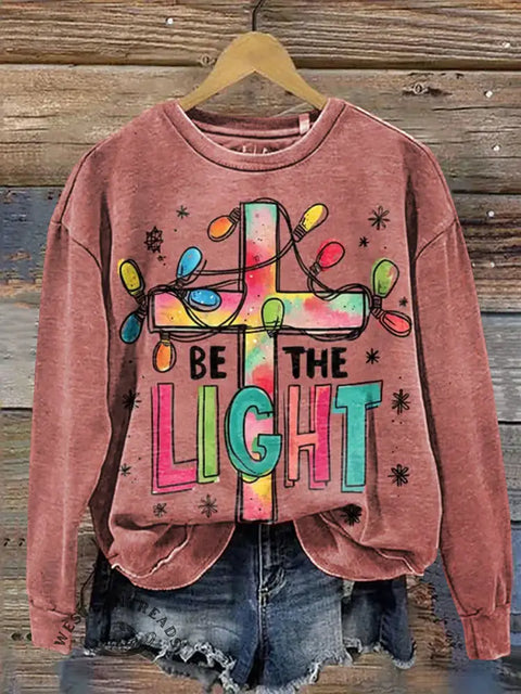 Christmas Cross Lights Casual Cotton Sweatshirt
