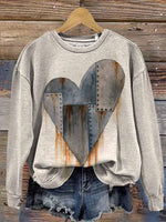 Valentine's Day Vintage Heart Art Print Casual Cotton Sweatshirt