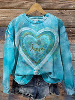 Valentine's Day Vintage Heart Art Print Casual Cotton Sweatshirt