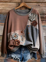 Vintage Art Print Casual Sweatshirt