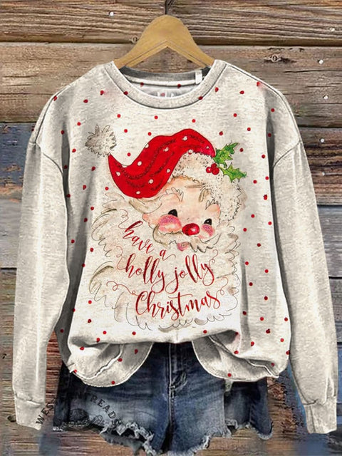 Retro Christmas Casual Cotton Sweatshirt