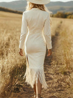 Vintage Zipper Slim Fit Long Sleeve Dress