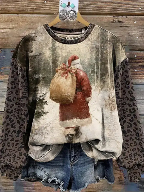 Retro Leopard Print Christmas Sweatshirt