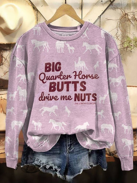 Horse Print Casual Cotton Sweatshirt