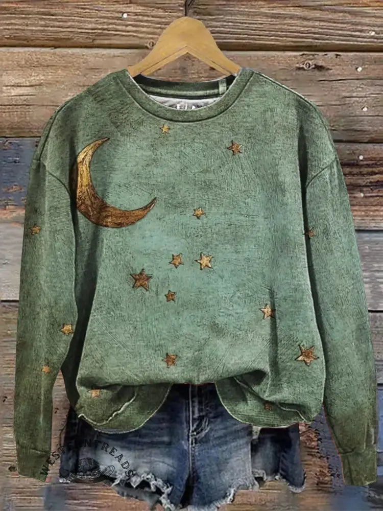 Vintage Art Print Casual Sweatshirt