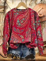 Vintage Paisley Art Print Casual Cotton Sweatshirt