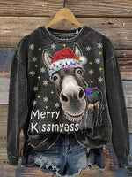 Funny Christmas Donkey Casual Cotton Sweatshirt