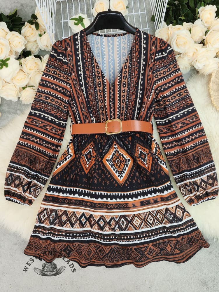 Women's Floral Print Bohemian Short-sleeved Midi Dress