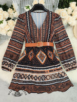 Women's Floral Print Bohemian Short-sleeved Midi Dress