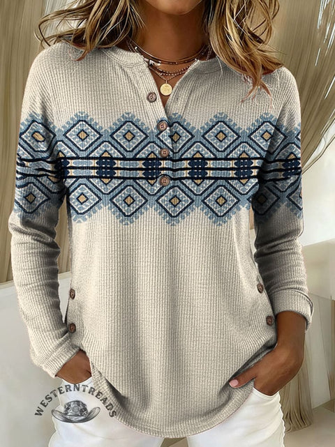 Women's Retro Aztec Pattern Print Casual Jacket
