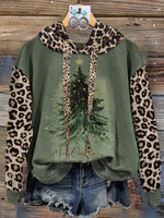 Vintage Contrast Print Christmas Hoodie Sweatshirt