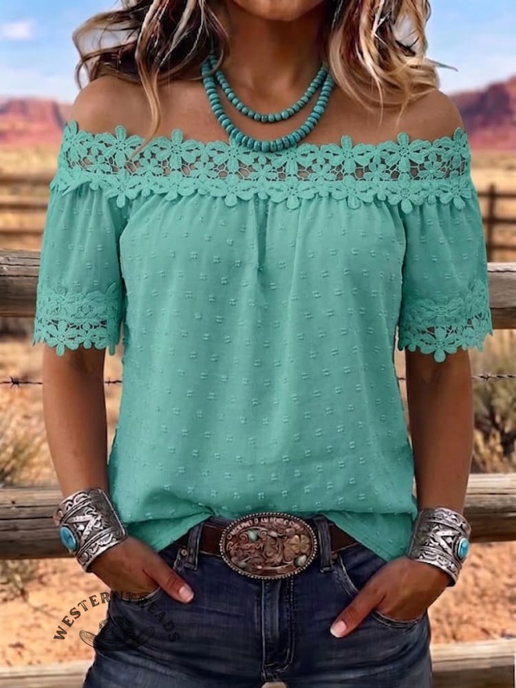 Women's Lace Short Sleeved Summer Top