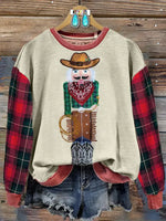 Vintage Contrast Plaid Print Christmas Nutcracker Sweatshirt