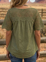 Women's Vintage Retro Hollow Patchwork Casual Top