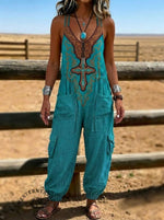 Women's Wild West Art Print Casual Jumpsuit