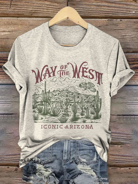 Retro Western Art Print Casual Short Sleeve T-shirt