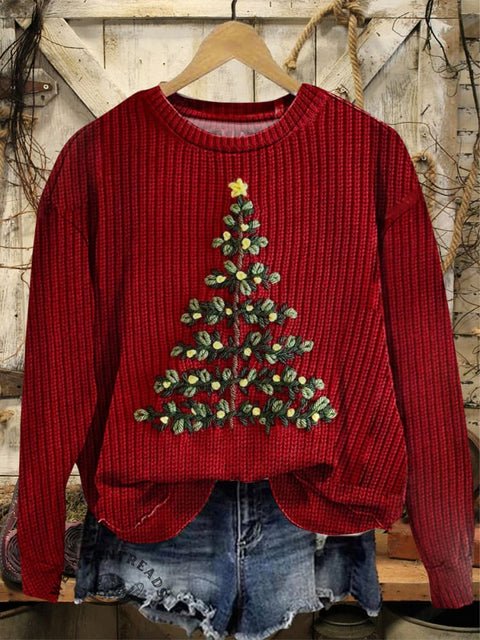 Christmas Art Print Casual Cotton Sweatshirt