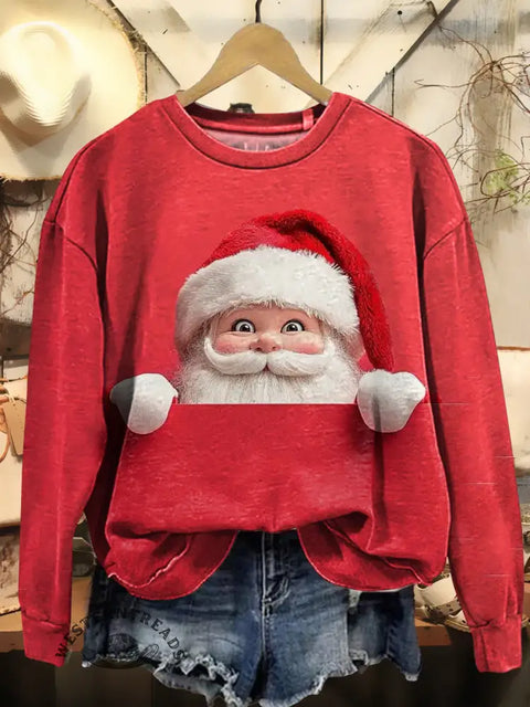 Funny Santa Print Casual Sweatshirt